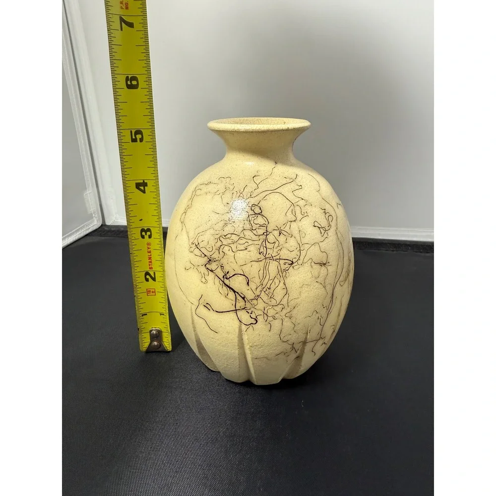 Vintage Horsehair‎ Vase pottery Navajo abstract Handmade Art Turn & Burn 5.5